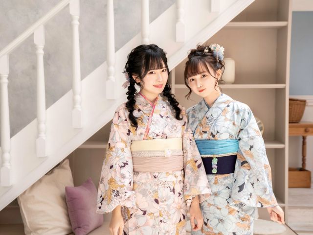 【浅草・浴衣レンタル】浅草寺まで徒歩1分！シンプルデザイン《スタンダードプラン》浴衣一式、小物・ヘアセット付き♪手ぶらでOK♪《メンズもOK★》【浅草寺店】