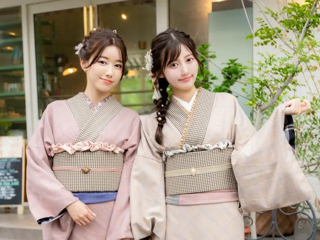 【渋谷・着物レンタル】シンプル着物一式、小物・ヘアセット付き♪手ぶらでOK！《メンズもOK★》【渋谷店】