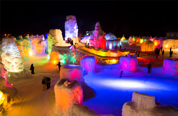 【札幌発】ライトアップされた幻想的な氷像　夜の支笏湖氷濤まつり[50-4000-11]