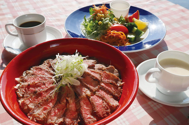 【H3081】国産霜降り牛ステーキ丼と焼き芋工場“なめがたファーマーズヴィレッジ