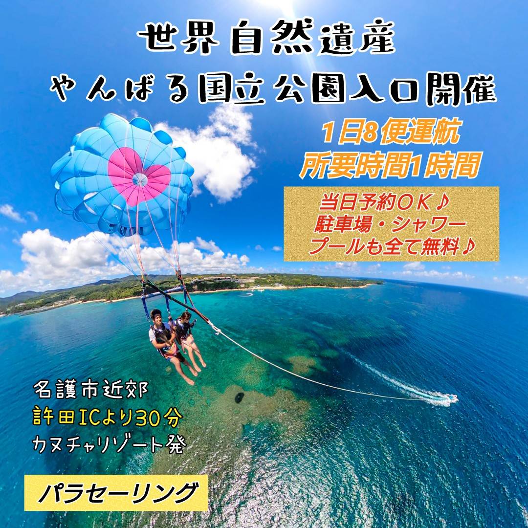 【世界遺産・やんばる国立公園入口】パラセール　GoToクーポン利用OK