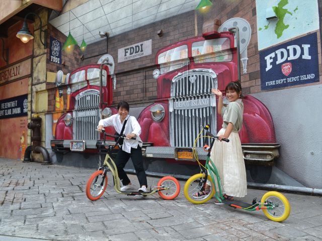 【沖縄/北谷】アメリカンビレッジをPota Pota Bikeでポタリング♪カラフルキックボードで南国の風を浴びよう